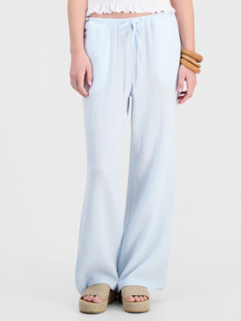 Indigo Rein Juniors' Cotton Gauze Drawstring Beach Pants Light Blue Sz XS 01410